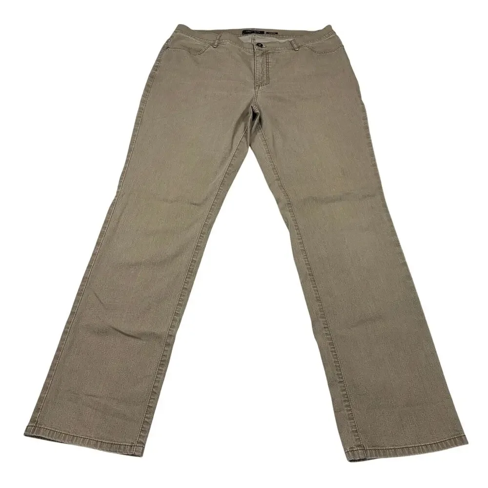 Lafayette 148 womens Thompson brown faded soft denim pants. Size 12 quiet luxury